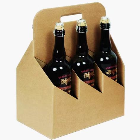 Custom six bottles of hand-held corrugated beer bottle carrier packaging