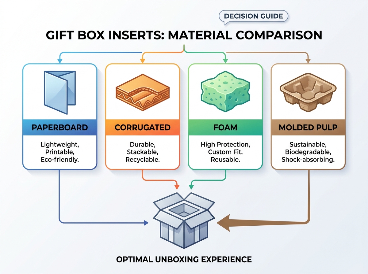 Gift box insert materials and structural packaging design