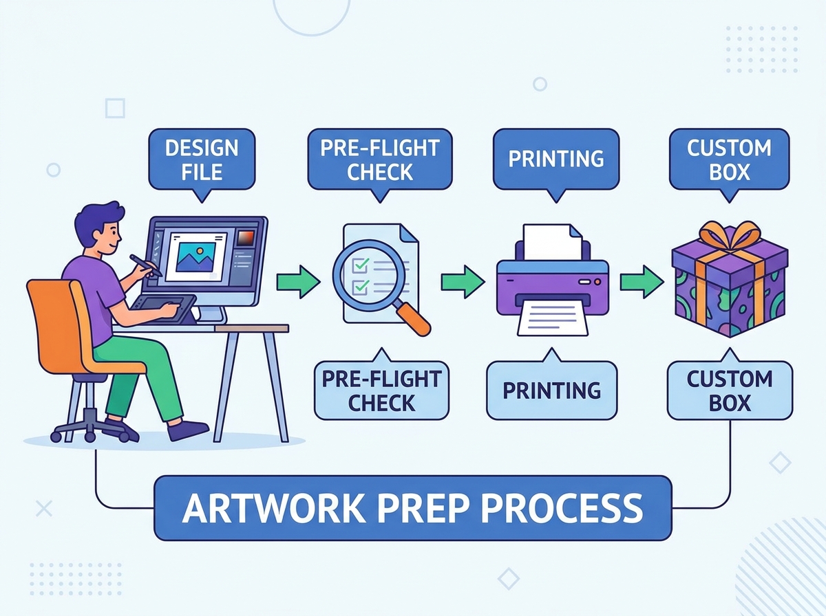 Custom printed gift box artwork preparation